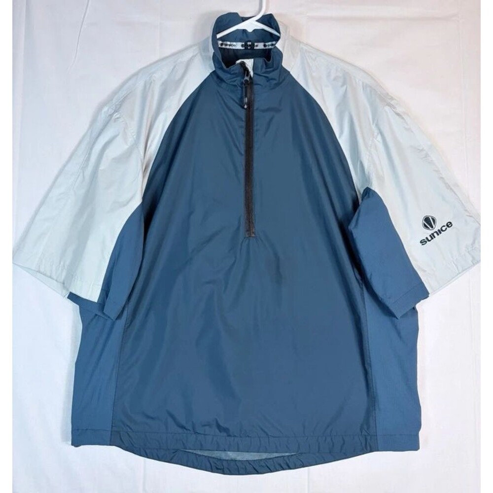 Sunice Typhoon Pullover 1/4 Zip S/S Jacket Golf Blue Gray Men’s L Wind Rain